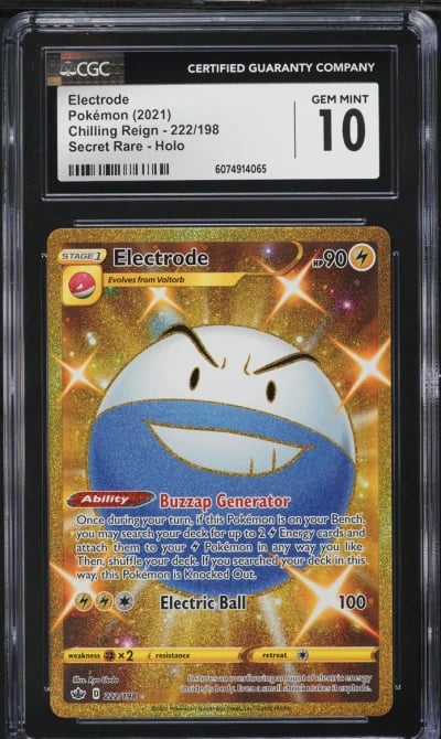 2021 Pokemon Sword & Shield Chilling Reign Gold Rare Electrode #222 CGC 10 GEM