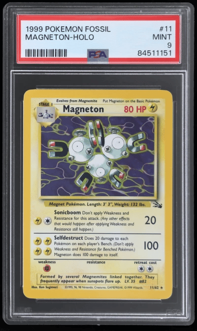 1999 Pokemon Fossil Holo Magneton #11 PSA 9