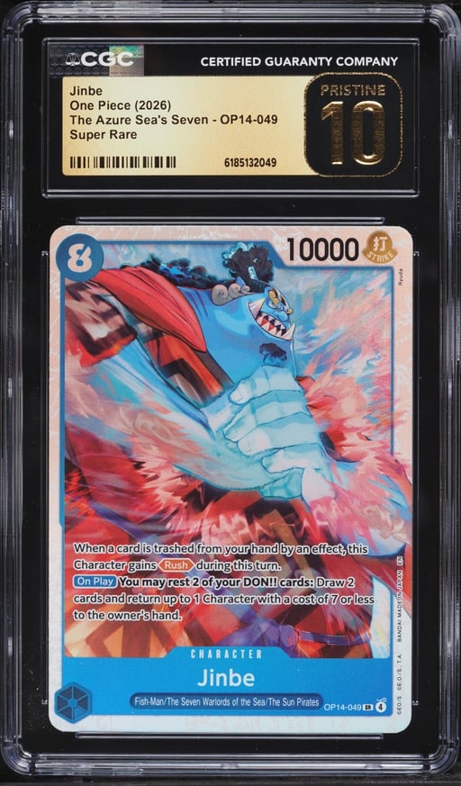 2026 One Piece The Azure Sea's Seven SR Jinbe #OP14-049 CGC 10 PRISTINE