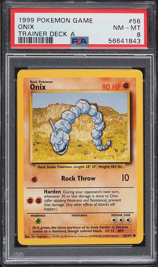 1999 Pokemon Base Set Trainer Deck A Onix #56 PSA 8 NM-MT