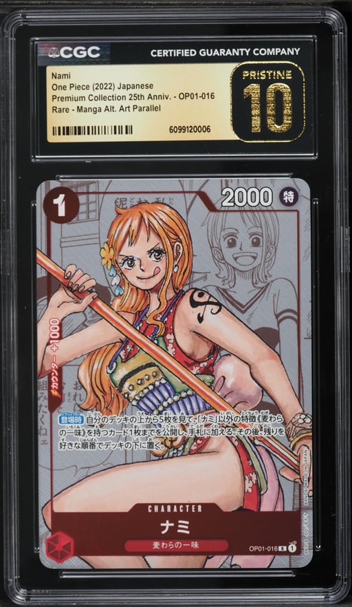 2022 One Piece Japanese Premium 25th Anniversary Manga Art Nami #OP01-016 CGC 10 PRISTINE