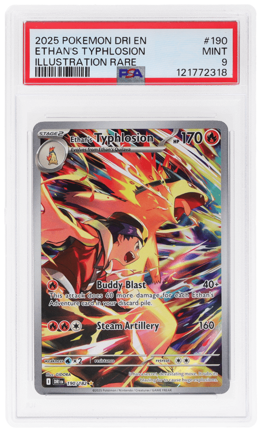 2025 Pokemon Scarlet and Violet Destined Rivals Illustration Rare Ethan's Typhlosion #190 PSA 9