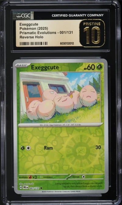 2025 Pokemon SV Prismatic Evolutions Reverse Holo Exeggcute #1 CGC 10 PRISTINE