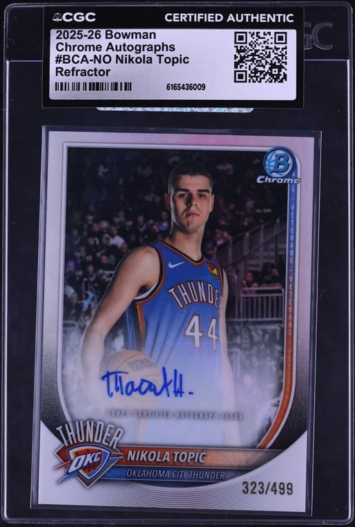 2025 Bowman Chrome Refractor Nikola Topic AUTO /499 #BCA-NO CGC AUTH