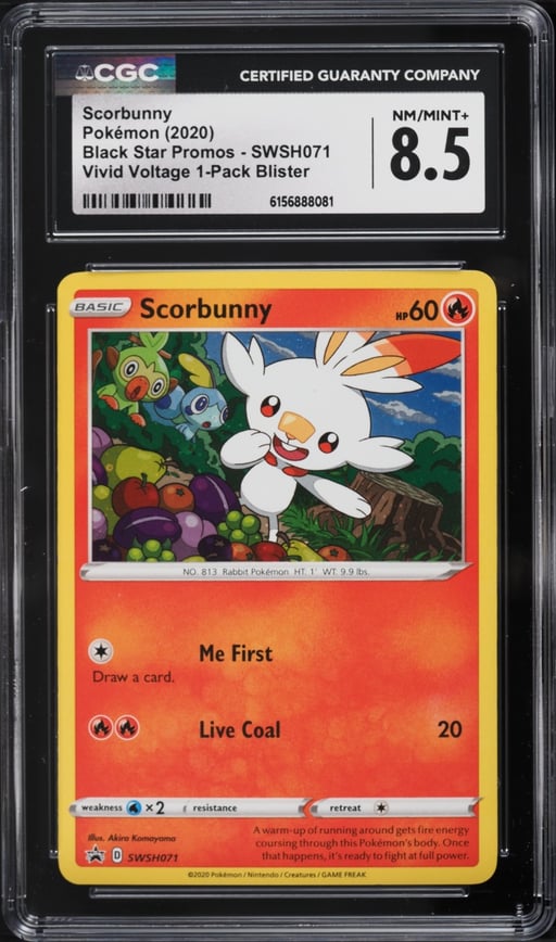 2020 Pokemon Sword & Shield Black Star Promo Vivid Voltage Scorbunny #SWSH071 CGC 8.5 NM-MT+