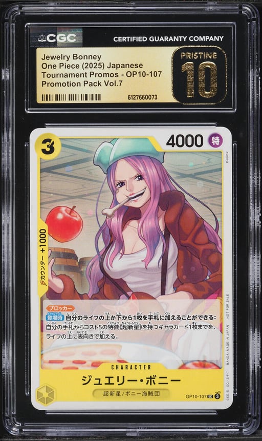 2025 One Piece Tournament Promos Promotion Pack Vol.7 Jewelry Bonney #OP10-107 CGC 10 PRISTINE
