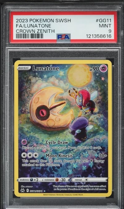 2023 Pokemon Sword & Shield Crown Zenith Full Art Lunatone #GG11 PSA 9 MINT