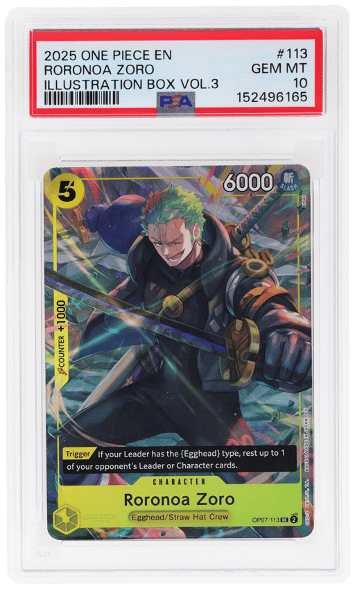 2025 One Piece Promo Illustration Box Volume 3 Roronoa Zoro #OP07-113 PSA 10