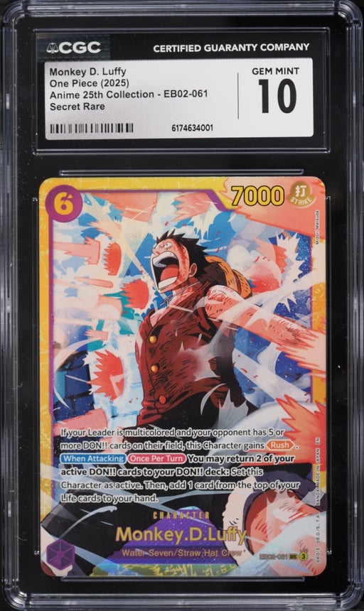 2025 One Piece Anime 25th Collection SEC Monkey D. Luffy #EB02-061 CGC 10 GEM MINT