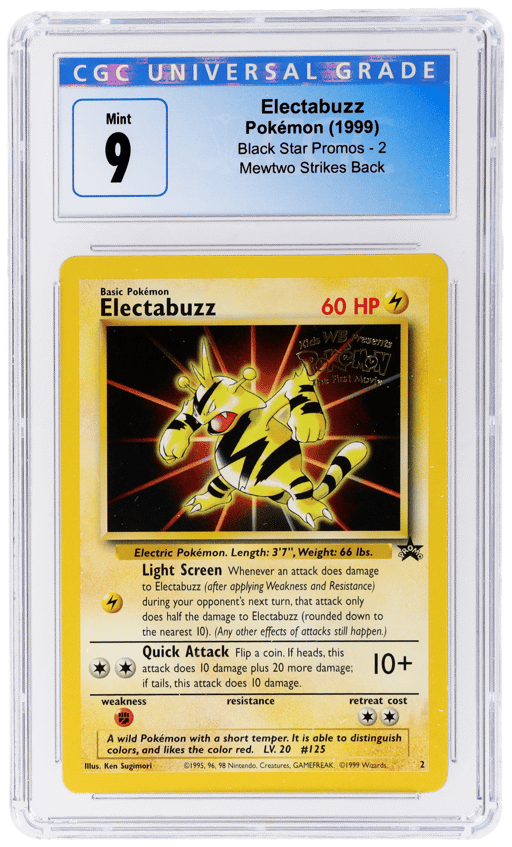 1999 Pokemon Wizards of the Coast Black Star Promo Mewtwo Strikes Back Electabuzz #2 CGC 9