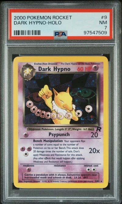 2000 POKEMON ROCKET #9 DARK HYPNO-HOLO PSA 7