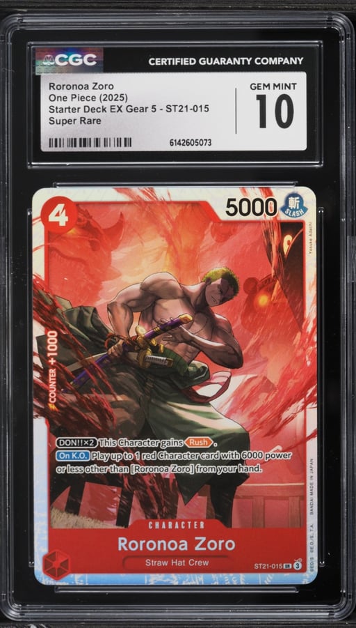 2025 One Piece Starter Deck EX Gear 5 SR Roronoa Zoro #ST21-015 CGC 10 GEM MINT