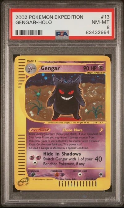 2002 POKEMON EXPEDITION #13 GENGAR-HOLO PSA 8