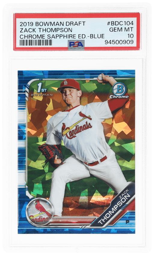 2019 Bowman Draft Chrome Sapphire Blue Zack Thompson #BDC104 32/99 PSA 10