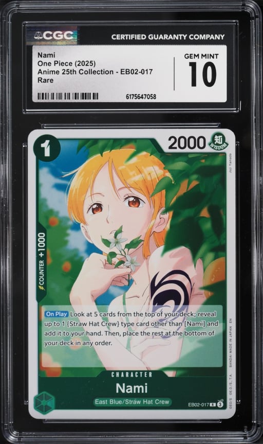 2025 One Piece Anime 25th Collection Nami #EB02-017 CGC 10 GEM MINT