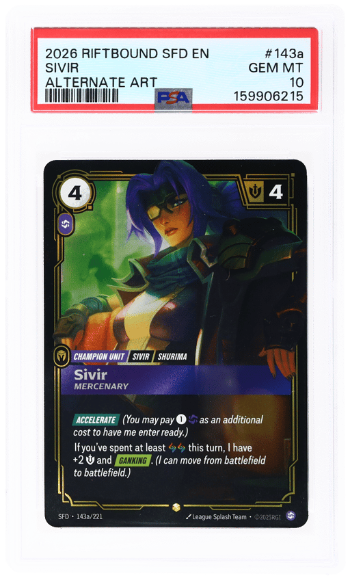 2026 Riftbound: League of Legends TCG Spiritforged Alternate Art Sivir #143a PSA 10