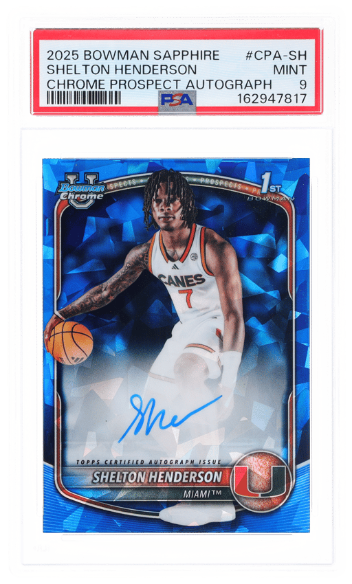 2025 Bowman Sapphire Edition Chrome Prospect Autograph Shelton Henderson #CPA-SH PSA 9