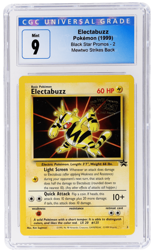 1999 Pokemon Wizards of the Coast Black Star Promo Mewtwo Strikes Back Electabuzz #2 CGC 9