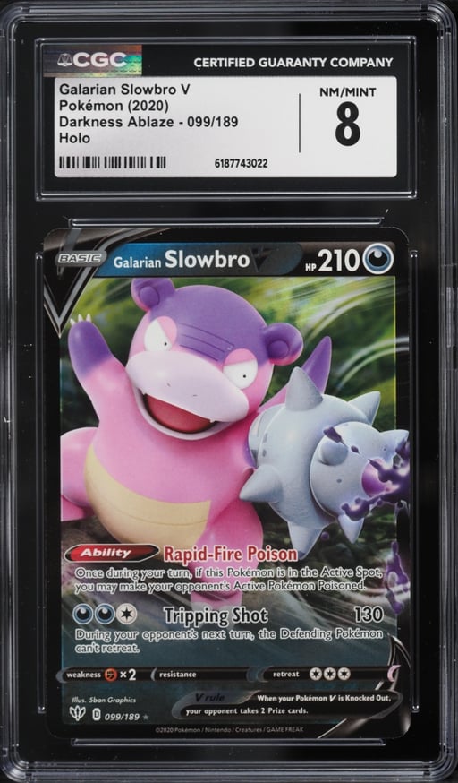 2020 Pokemon Sword & Shield Darkness Ablaze Full Art Galarian Slowbro V #099 CGC 8 NM-MT