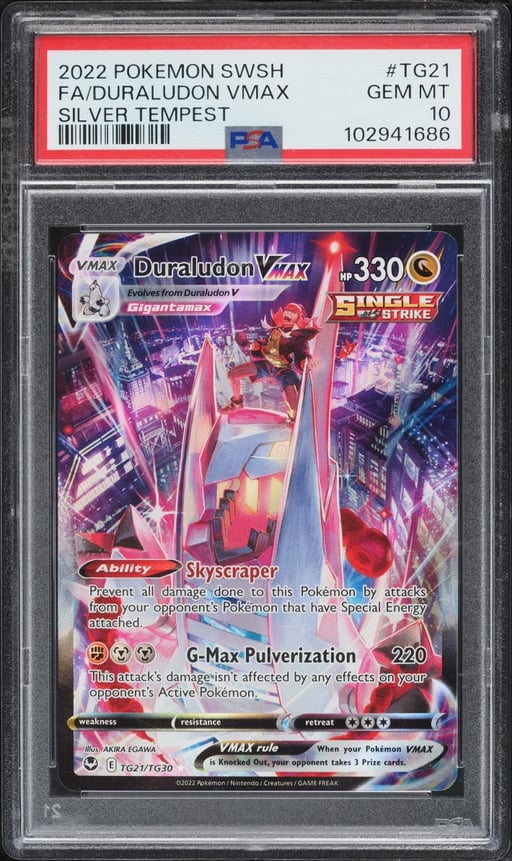 2022 Pokemon Sword & Shield Silver Tempest Trainer Gallery CHR Duraludon VMAX #TG21 PSA 10 GEM