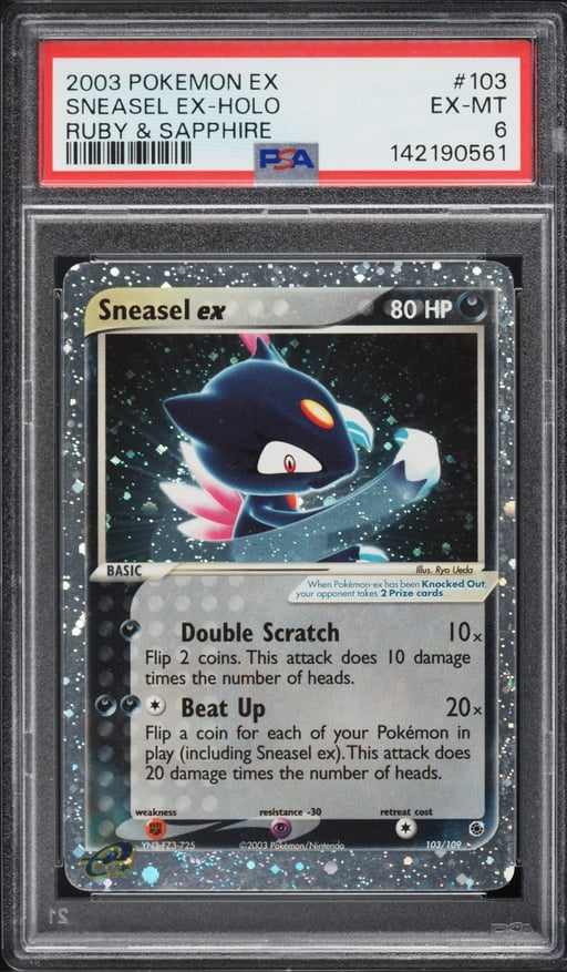 2003 Pokemon EX Ruby & Sapphire Holo Sneasel Ex #103 PSA 6 EXMT