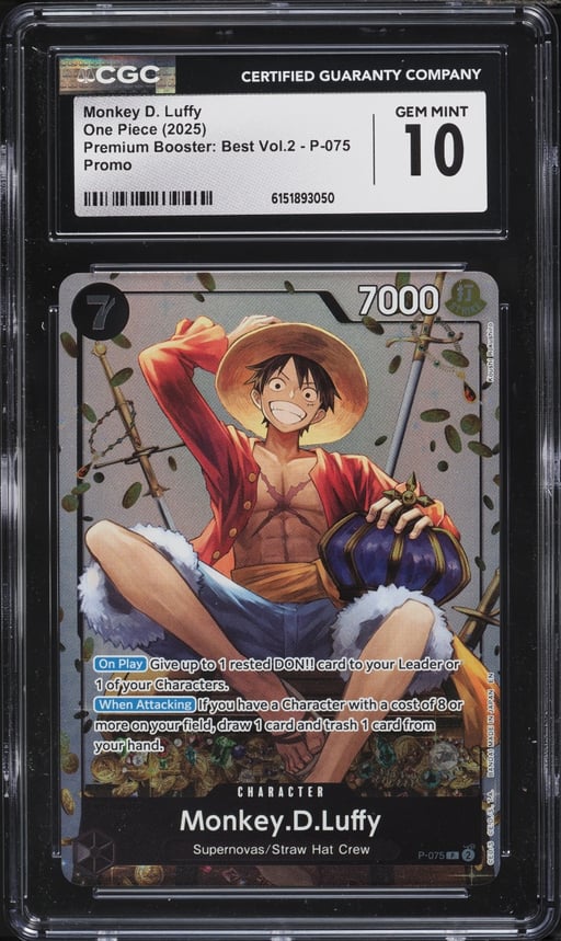 2025 One Piece Promo Premium Booster Best Vol 2 Monkey D. Luffy #P-075 CGC 10 GEM MINT