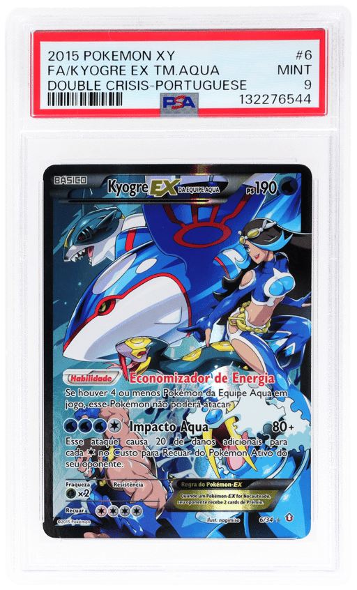 2015 Pokemon XY Double Crisis Portuguese Kyogre Ex Da Equipe Aqua #6 PSA 9