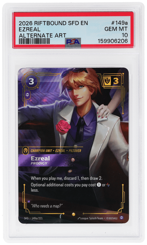 2026 Riftbound League of Legends Spiritforged Prodigy Alternate Art Ezreal #149a PSA 10