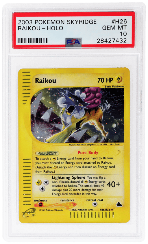 2003 Pokemon Skyridge Holo Raikou #H26 PSA 10