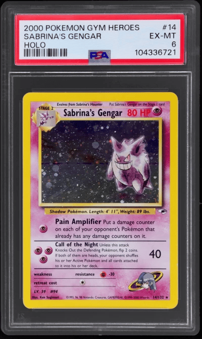 2000 Pokemon Gym Heroes Holo Sabrina's Gengar #14 PSA 6