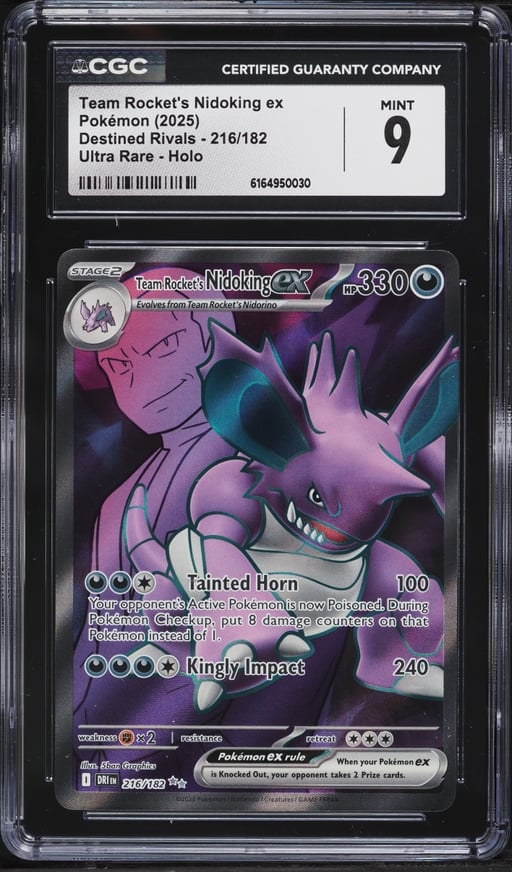 2025 Pokemon Scarlet & Violet Destined Rivals Full Art Team Rocket's Nidoking Ex #216 CGC 9