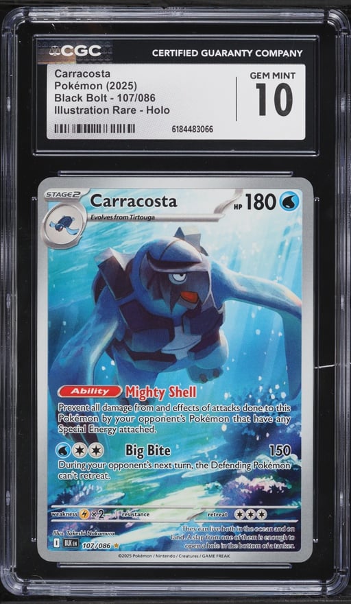 2025 Pokemon Scarlet & Violet Black Bolt IR Carracosta #107 CGC 10 GEM MINT
