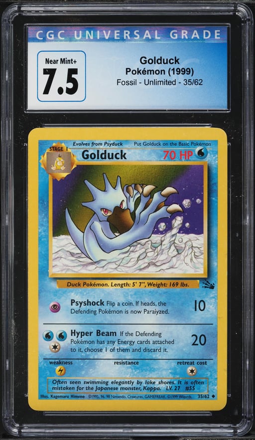 1999 Pokemon Fossil Golduck #35 CGC 7.5 NRMT+