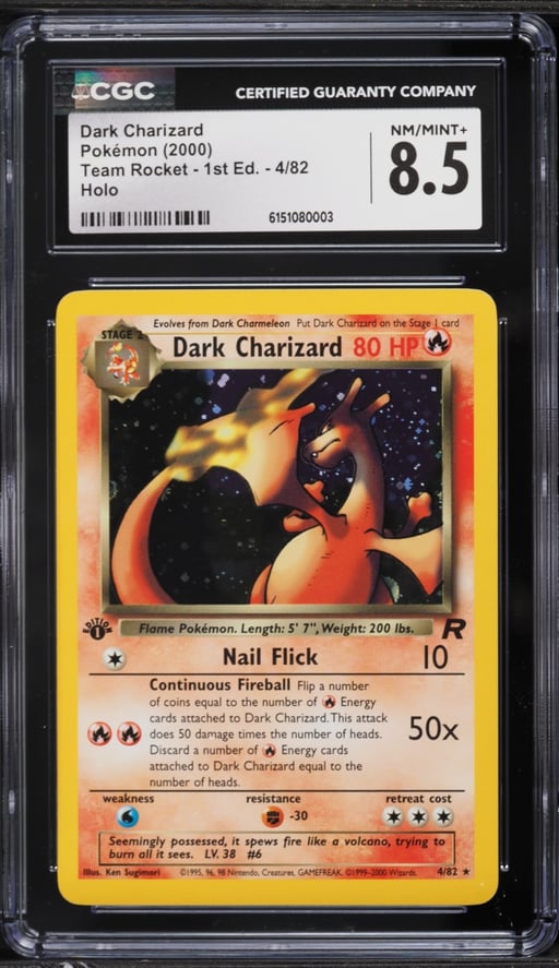 2000 Pokemon Team Rocket 1st Edition Holo Dark Charizard #4 CGC 8.5 NM-MT+