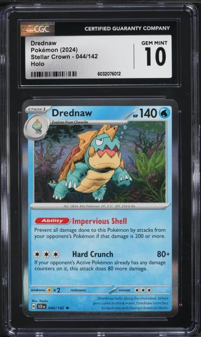 2024 Pokemon Scarlet & Violet Stellar Crown Holo Drednaw #44 CGC 10 GEM MINT
