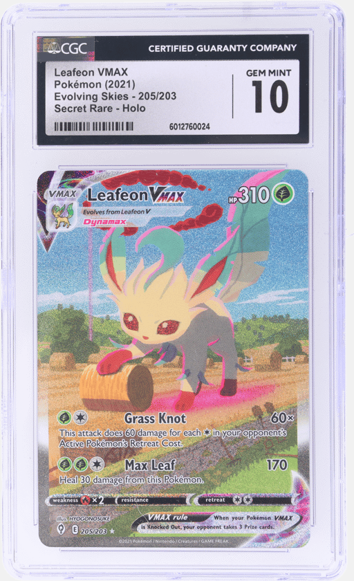 2021 Pokemon Sword and Shield Evolving Skies Secret Rare Leafeon Vmax #205 CGC 10