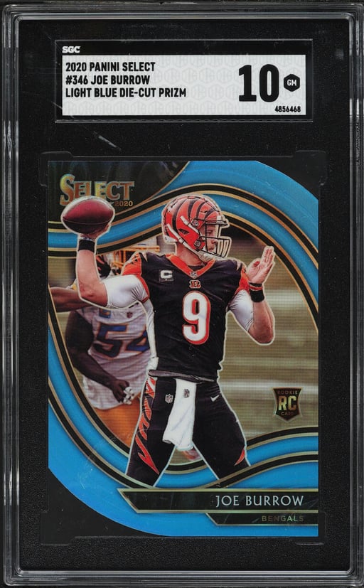 2020 Select Field Level Light Blue Prizm Die-Cut Joe Burrow ROOKIE #346 SGC 10 GEM MINT