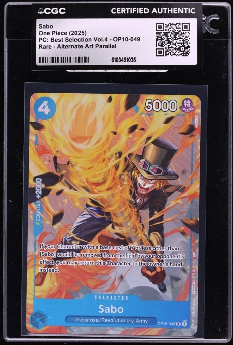2025 One Piece Premium Best Selection Vol. 4 Alt Art Sabo #OP10-049 CGC AUTH