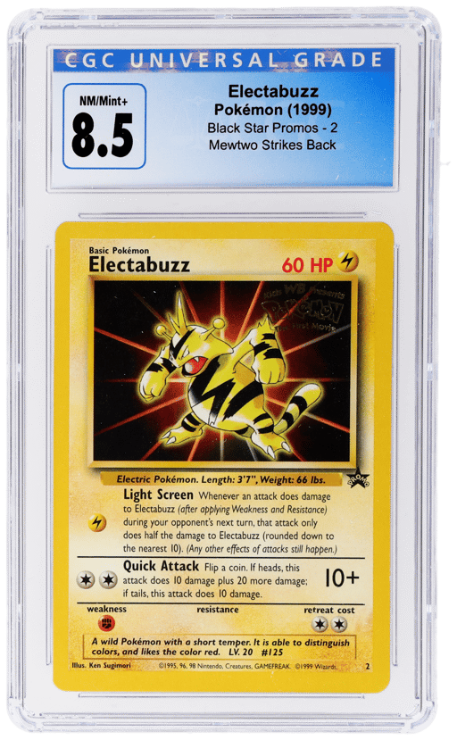 1999 Pokemon Wizards of the Coast Black Star Promo Mewtwo Strikes Back Electabuzz #2 CGC 8.5
