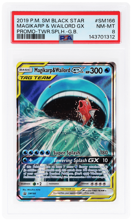 2019 Pokemon Sun and Moon Black Star Promo Towering Splash Gx Box Magikarp/Wailord Gx #SM166 PSA 8