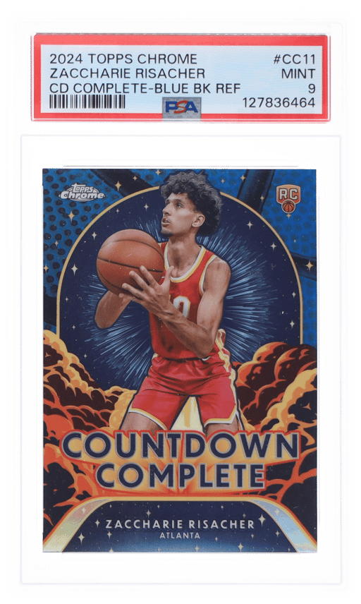 2024 Topps Chrome Countdown Complete Blue Basketball Refractor Zaccharie Risacher #CC11 PSA 9