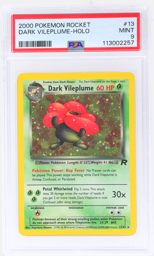 2000 Pokemon Team Rocket Holo Dark Vileplume #13 PSA 9