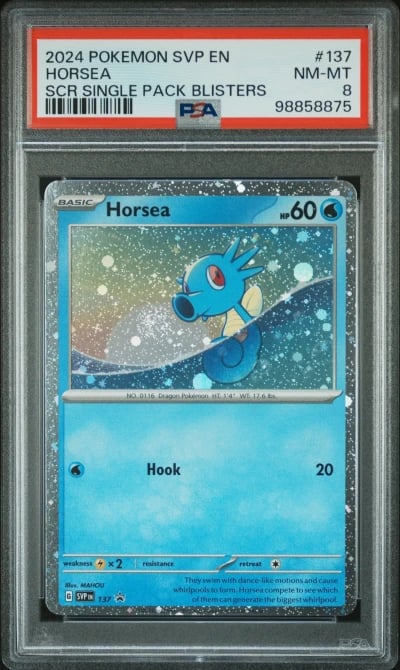 2024 POKEMON SVP EN-SV BLACK STAR PROMO #137 HORSEA PSA 8