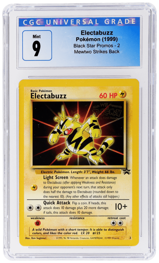 1999 Pokemon Wizards of the Coast Black Star Promo Mewtwo Strikes Back Electabuzz #2 CGC 9