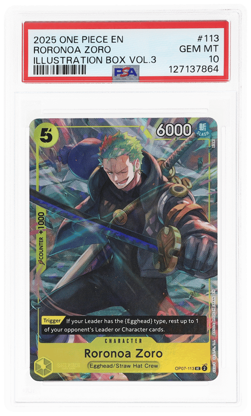 2025 One Piece Promo Illustration Box Volume 3 Roronoa Zoro #OP07-113 PSA 10
