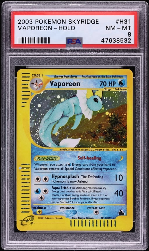 2003 Pokemon Skyridge Holo Vaporeon #H31 PSA 8 NM-MT