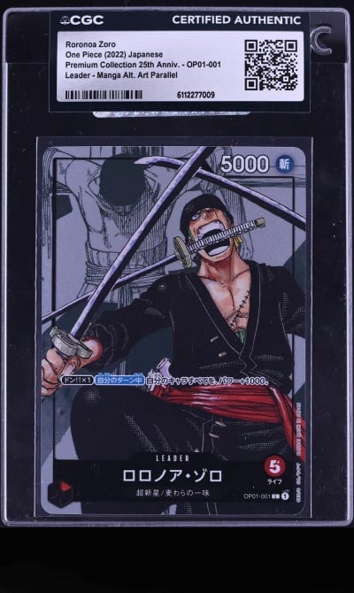 2022 One Piece Japanese Premium 25th Anniversary Manga Art Roronoa Zoro L #OP01-001 CGC AUTH