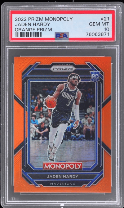 2022 Panini Prizm Monopoly Orange Jaden Hardy #21 105/124 PSA 10