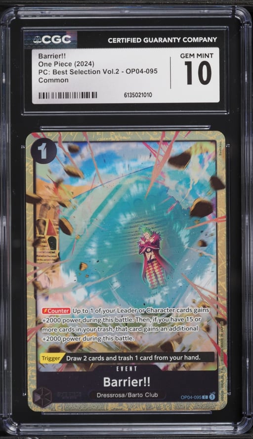 2024 One Piece PC Best Selection Volume 2 Alt Art Barrier!! #OP04-095 CGC 10 GEM MINT