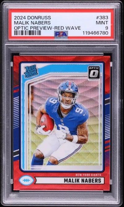 2024 Donruss Optic Preview Red Wave Malik Nabers ROOKIE #383 PSA 9 MINT